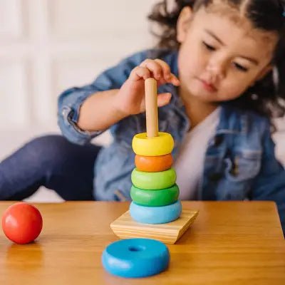 Jouet Montessori Bois - WoodenToys™ - Tour arc - en - ciel - Bébé s’éveille