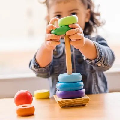 Jouet Montessori Bois - WoodenToys™ - Tour arc - en - ciel - Bébé s’éveille