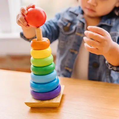 Jouet Montessori Bois - WoodenToys™ - Tour arc - en - ciel - Bébé s’éveille